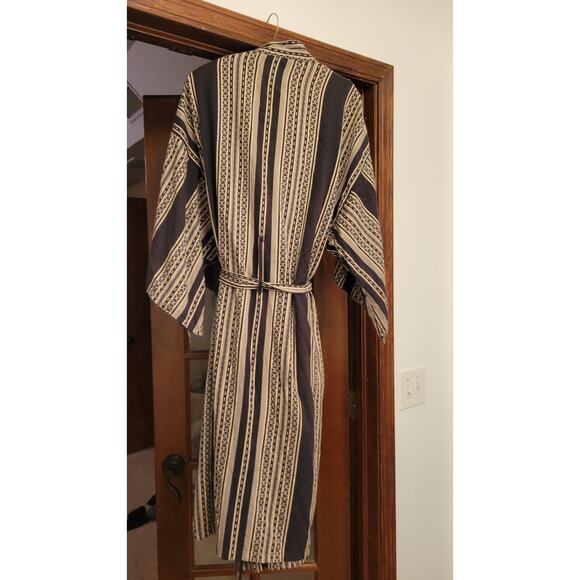 Far West Cotton Kimono Robe Black and cream stripe. One size - Picture 2 of 2